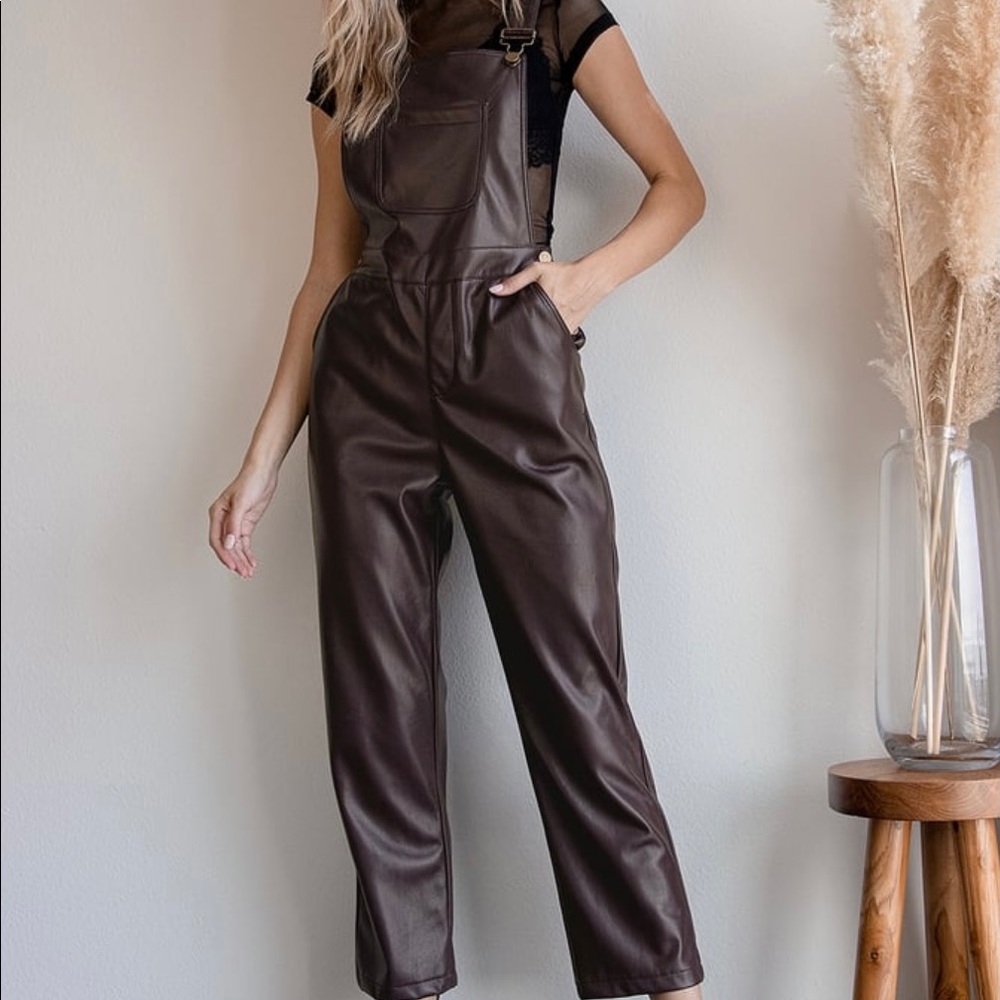 Lulus Modern Charm Plum Vegan Leather Overalls